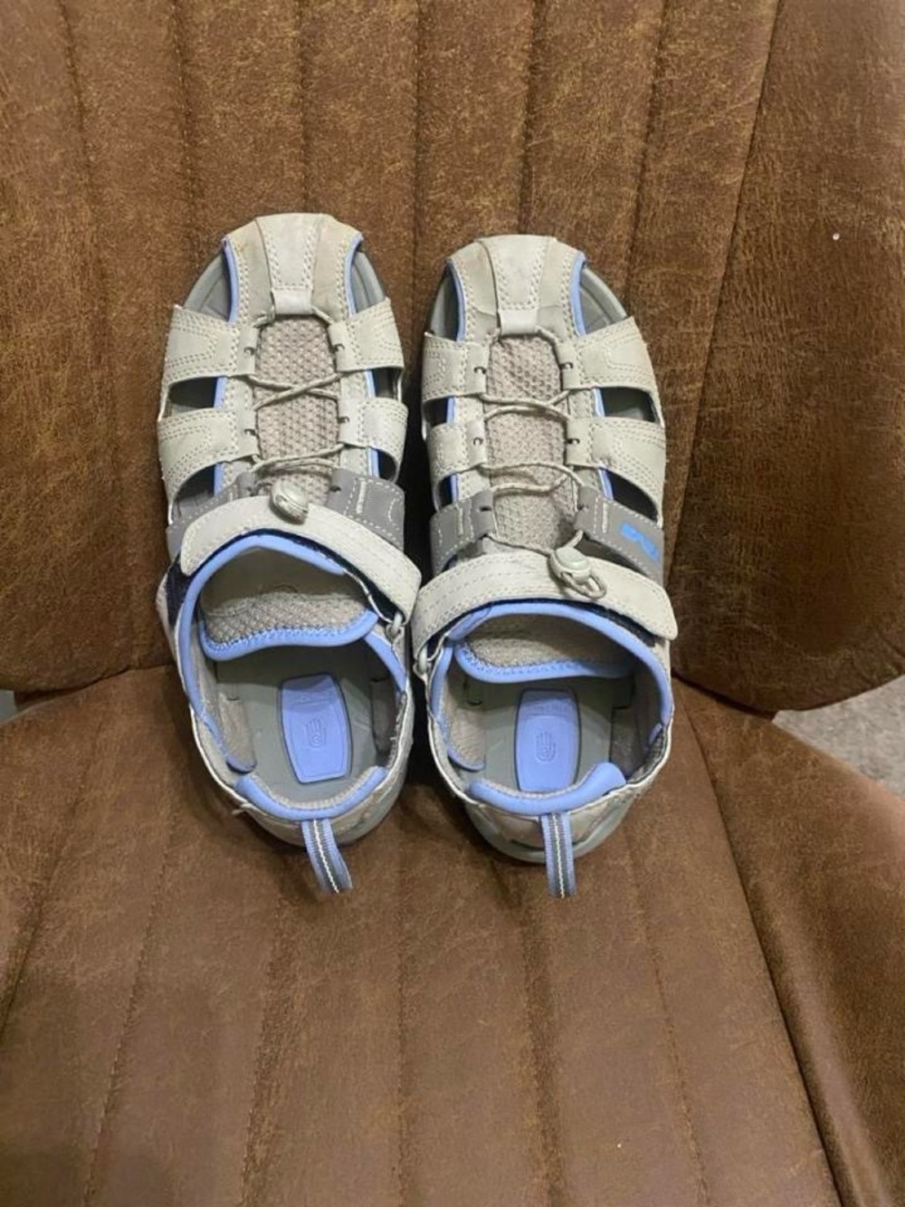 Teva Women’s Closed-Toe Sandals in Light Gray and Light Blue